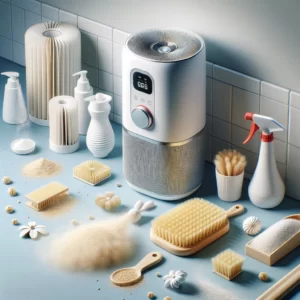 DALL·E 2024 02 25 07.22.43 Een schone en efficiente keukenomgeving met focus op luchtfriteuse accessoires. De afbeelding moet de wegwerp papieren voeringen tonen als een essenti 1