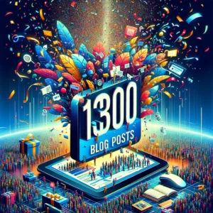 DALL·E 2024 02 28 06.38.43 A celebratory image symbolizing the milestone of surpassing 13000 blog posts on VraagAlex.com . The image should capture the essence of achievement an 1