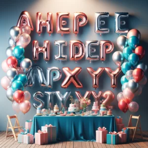 DALL·E 2024 03 01 06.48.24 Create an image that visually represents a set of 16 inch alphabet foil letter balloons suitable for various celebrations such as birthdays weddings 1