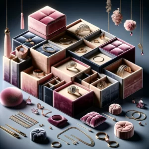DALL·E 2024 03 01 20.56.33 Create an abstract image that represents the concept of organizing and displaying jewelry in a sophisticated and elegant manner. The image should conv 1