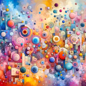 DALL·E 2024 03 03 05.29.39 Create an abstract image that represents the concept of colorful and playful stickers embodying the essence of creativity and fun. The image should c 1