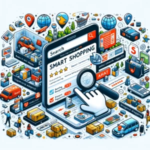 DALL·E 2024 03 05 08.10.45 Design an image that captures the essence of smart shopping on AliExpress illustrating tips for finding the best deals and avoiding pitfalls. The ima 1
