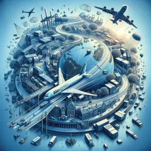 DALL·E 2024 03 05 08.27.57 Design an image that encapsulates the intricate process of international e commerce focusing on the journey of AliExpress packages to Dutch consumers 1