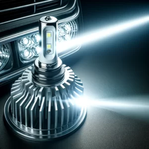 DALL·E 2024 03 06 07.02.49 Design an image that showcases the sleek and efficient design of LED car headlight bulbs emphasizing their ability to provide powerful and focused il 1