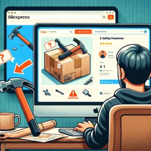 DALL·E 2024 03 07 11.13.58 Illustrate a customer looking at their computer screen showing a partially fulfilled order on the AliExpress website. The customer has ordered two sa 1