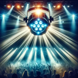 DALL·E 2024 03 13 07.10.40 Create an image showcasing the Professional Stage Projection Party 4 Eye Beam Moving Head Effect Light in action at a DJ disco or club setting. The sc 1