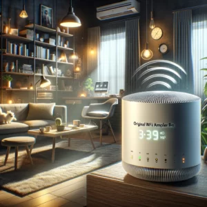 DALL·E 2024 03 13 08.39.39 Create an image showcasing the Xiaomi Original Wifi Amplifier Pro Router in a home or office setting illustrating its role in extending the wifi netw 1
