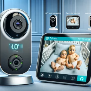 DALL·E 2024 03 13 18.57.44 Create an image showcasing a 7.0 Inch Video Baby Monitor with HD Split Screen featuring 2 Cameras illustrating its use in monitoring babies in differ 1