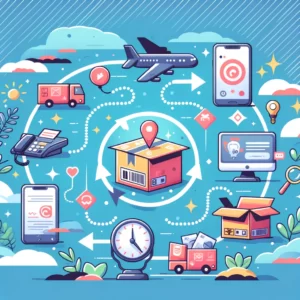 DALL·E 2024 03 17 18.54.36 Een illustratie die het proces van het oplossen van bezorgingsproblemen met online bestellingen symboliseert. De afbeelding moet een optimistische en 1