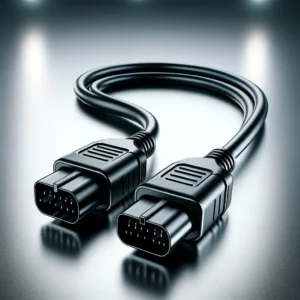 DALL·E 2024 03 21 05.08.19 An elegant and sleek illustration of an OBD2 splitter cable showcasing its design and functionality. The image should highlight the cables ability t 1