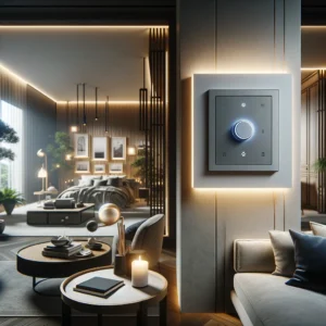 DALL·E 2024 03 26 07.56.16 Create an image that captures the essence of modern interior design with a focus on the BSEED smart light switch. The scene should illustrate a sophis 1