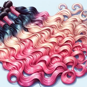 DALL·E 2024 03 27 05.47.46 Create a vibrant and detailed illustration showcasing the Ariel Curl Hair Water Wave Twist Crochet Hair Synthetic Braid Hair Extensions. The image sho 1