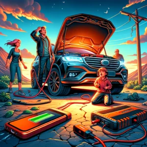 DALL·E 2024 03 27 08.17.04 Create a dynamic illustration showcasing the Baseus 20000mAh Jump Starter Power Bank. This device not just a lifesaver for dead car batteries but als 1
