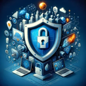 DALL·E 2024 03 30 06.51.07 Visualize an image that represents the protection and benefits of using NordVPN focusing on the concept of a digital shield against cyber threats. Th 10