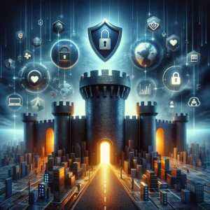 DALL·E 2024 03 30 06.53.51 Visualize an image that conveys the essence of safeguarding online activities with NordVPN highlighting its role as a protector against online survei 9