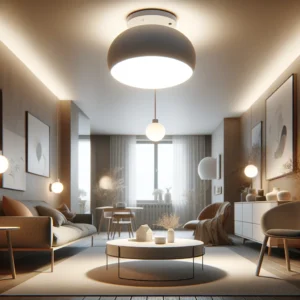 DALL·E 2024 04 01 05.09.58 Visualize a modern minimalist LED ceiling lamp in a Nordic style suitable for various rooms such as the bedroom living room restaurant and childre 1