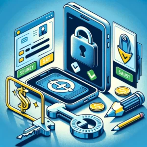 DALL·E 2024 04 09 18.56.38 Een kalme en geruststellende afbeelding die het soepele proces van digitale banktransacties illustreert met een focus op het gebruik van Revolut. De 3