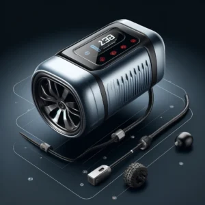 DALL·E 2024 04 10 05.57.53 Create an image of a modern and stylish handheld air compressor that is both wireless and wired. It should look sleek and portable capable of inflati 1