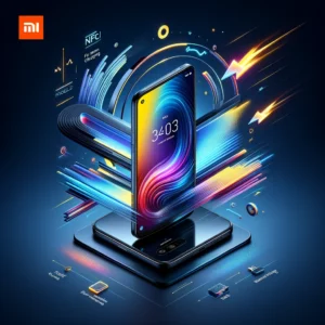 DALL·E 2024 04 10 06.22.23 Create an image of a sleek and modern Xiaomi Redmi Note 13 smartphone showcasing its vibrant AMOLED display and highlighting the fast charging and NFC 1