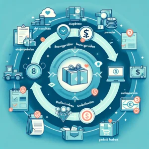 DALL·E 2024 04 12 19.27.47 Een illustratie die de stappen visualiseert voor het aanpakken van bezorgproblemen en het verkrijgen van refunds op AliExpress in een eenvoudig te vol 1