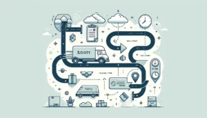 DALL·E 2024 04 18 04.36.43 A clean and informative illustration depicting the process of a missed parcel delivery from an online shopping experience. The image should show a sim 1