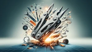 DALL·E 2024 04 19 07.54.48 A dynamic and visually engaging image depicting the versatility and utility of a modern multitool. The scene should illustrate the multitool being use 1