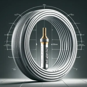 DALL·E 2024 04 28 06.52.09 A detailed and realistic illustration of the RideNow Ultralight Bike Inner Tube 700c for road bicycles. The image should show the inner tube itself e 1