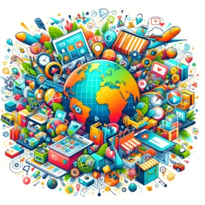 DALL·E 2024 05 01 09.27.51 A vibrant and engaging image illustrating online shopping on AliExpress. The image should depict a diverse array of products such as electronics clot 1