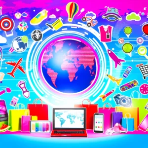 DALL·E 2024 05 01 09.34.49 A vibrant and engaging image illustrating online shopping on AliExpress. The image should depict a diverse array of products such as electronics clot 1