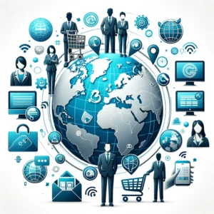 DALL·E 2024 05 01 13.43.36 A professional and inspiring image representing global customer support and online shopping assistance tailored for a German speaking audience. The i 1 1
