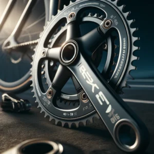 DALL·E 2024 05 08 07.05.25 A close up image of the ZRACE RX Track Bikes Fixed Gear Crankset. The crankset should be displayed prominently highlighting its sleek design and th 1