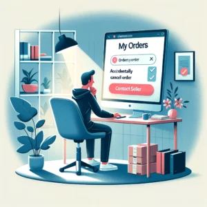 DALL·E 2024 05 11 16.15.18 An informative illustration showing a user on a computer navigating the AliExpress website. The scene should depict the My Orders section where the 1