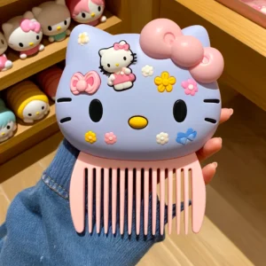 DALL·E 2024 05 15 07.33.23 A cute Hello Kitty air cushion comb featuring designs of Hello Kitty Kuromi and Cinnamoroll. The comb is stylish and functional designed in a kawai 1