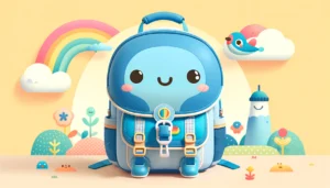 DALL·E 2024 05 19 08.44.23 A cute and colorful cartoon Bluey backpack for children. The backpack is lightweight waterproof and designed with spine protection. It features a la 1