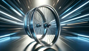 DALL·E 2024 05 21 05.08.54 A high quality ultralight 700c road bicycle wheelset with a 30 40 50mm depth and 19mm width made of aluminum alloy. The scene shows the wheels in a 1