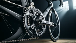 DALL·E 2024 05 22 08.17.06 A high quality image of the ZRACE RX 2 x 10 11 Speed Road Chainset Chain Wheel crank protector. The image showcases the chainset installed on a slee 1
