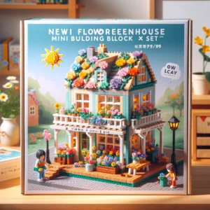 DALL·E 2024 05 26 07.32.28 A colorful and detailed image of the Newest Flower House Mini Building Block Set. The image should showcase the mini greenhouse building blocks in a p 1