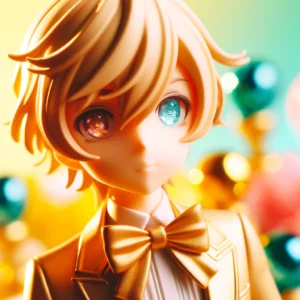 DALL·E 2024 05 28 06.36.50 A vibrant and appealing image showcasing a generic anime figure model. The figure should be displayed in a decorative setting with bright cheerful co 1