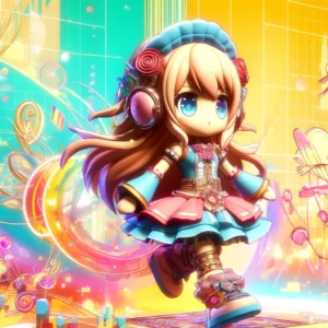 DALL·E 2024 05 29 08.22.56 A vibrant and appealing image showcasing a generic anime action figure displayed in a dynamic and engaging setting. The figure has a cute and detailed 1