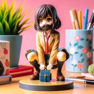 DALL·E 2024 05 30 04.57.44 A vibrant and appealing image showcasing the Anime Shave The Beard and Pick Up A High School Girl Figure. The figure features Ogiwara Sayu in a squa 1
