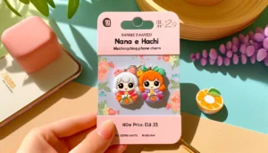 DALL·E 2024 06 03 08.05.51 A vibrant image showing a pair of handmade Nana e Hachi matching phone charms from AliExpress. The charms are cute and intricately designed featuring 1