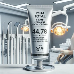 DALL·E 2024 06 12 08.11.11 A high quality dental cement product named Itena Total C Ram France Permanent Dental Cement displayed in a modern dental clinic setting. Highlight t 1