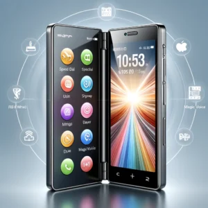 DALL·E 2024 06 13 08.08.27 A high quality image of the SERVO I16 Pro Mini Fold Mobile Phone featuring a compact stylish flip design. The phone is shown with its screen open d 1