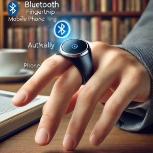 DALL·E 2024 06 15 13.02.37 A Bluetooth compatible fingertip mobile phone remote control ring in use showing its functionality in automatically browsing pages and liking phone v 1