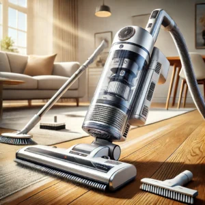 DALL·E 2024 06 16 11.52.43 A detailed image of the SUNSMAI Cordless Vertical Washing Vacuum Cleaner in use. The vacuum cleaner is shown on a clean floor actively cleaning both 1