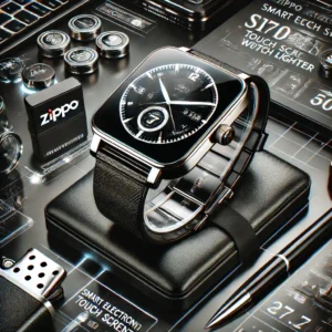 DALL·E 2024 06 17 05.07.53 An image showcasing a sleek and modern Zippo Smart Electronic Touch Screen Watch with a black and white design. The watch is prominently displayed wit 1