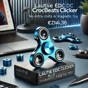 DALL·E 2024 06 17 05.31.14 An image showcasing the Lautie EDC Crocbeats Clicker Titanium Blue Magnetic Fidget Toy in a sleek and modern setting. The toy is prominently displayed 1