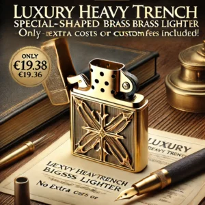 DALL·E 2024 06 17 05.34.03 An image showcasing a Luxury Heavy Trench Special Shaped Brass Lighter with laser engraving. The lighter is prominently displayed highlighting its si 1