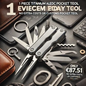 DALL·E 2024 06 18 05.26.34 An image showcasing a 1 Piece Titanium Alloy EDC Every Day Carry Pocket Tool. The tool is prominently displayed highlighting its sleek design and mul 1