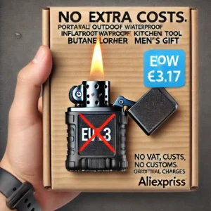 DALL·E 2024 06 19 07.54.51 A high quality image of the Portable Outdoor Windproof Waterproof Inflatable Lighter Turbo Torch Barbecue Kitchen Tool Butane Lighter High Beauty Men 1